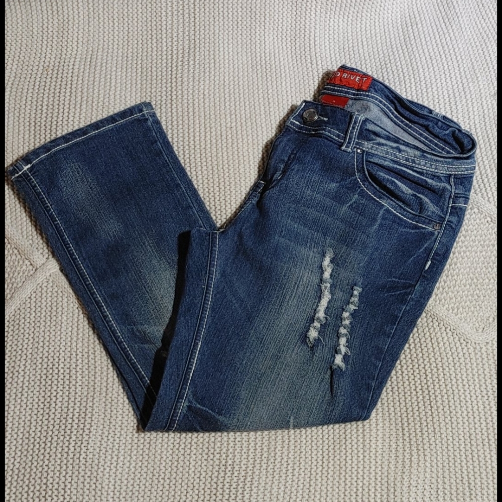 Red Rivet Cropped Jeans 15
